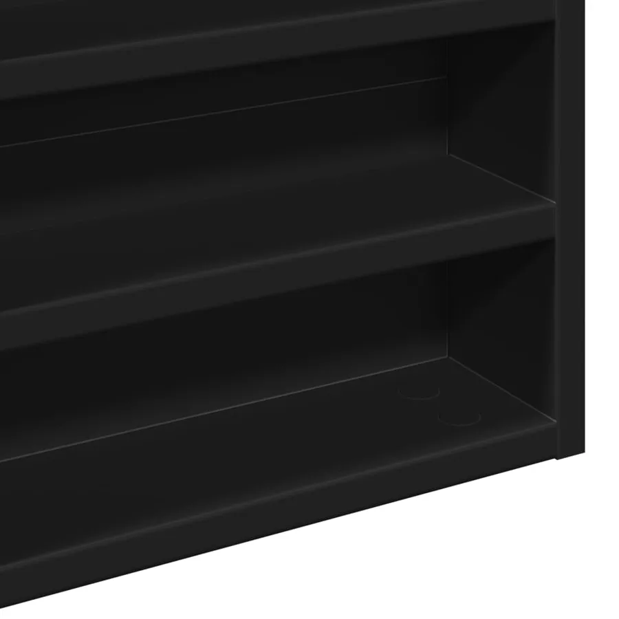 Armoire à vitrine noir 60x8,5x58 cm bois d'ingénierie - 7