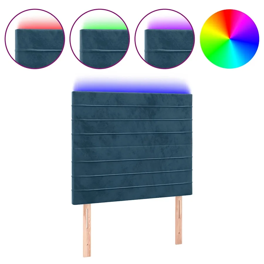 Tête de lit à LED Bleu foncé 90x5x118/128 cm Velours - 2