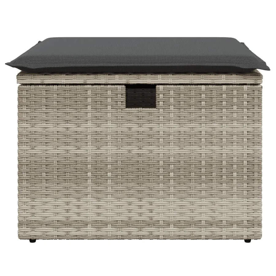Tabouret de jardin coussin gris clair 55x55x37cm résine tressée - 4
