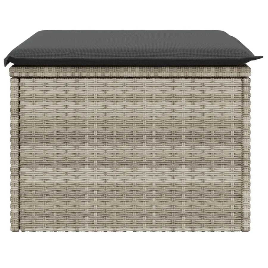 Tabouret de jardin coussin gris clair 55x55x37cm résine tressée - 5