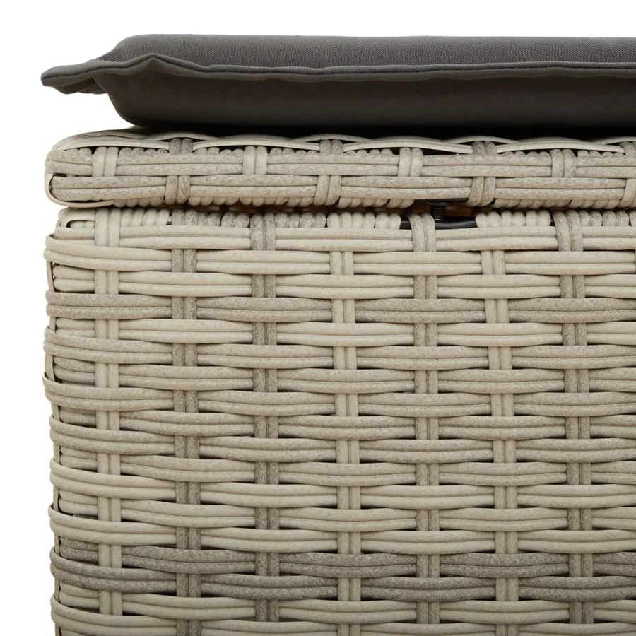 Tabouret de jardin coussin gris clair 55x55x37cm résine tressée - 7