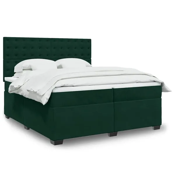 Sommier à lattes de lit et matelas Vert foncé 200x200cm Velours