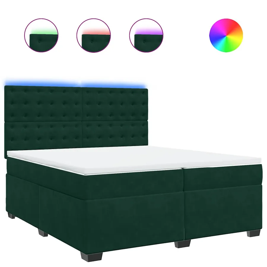 Sommier à lattes de lit et matelas Vert foncé 200x200cm Velours - 2