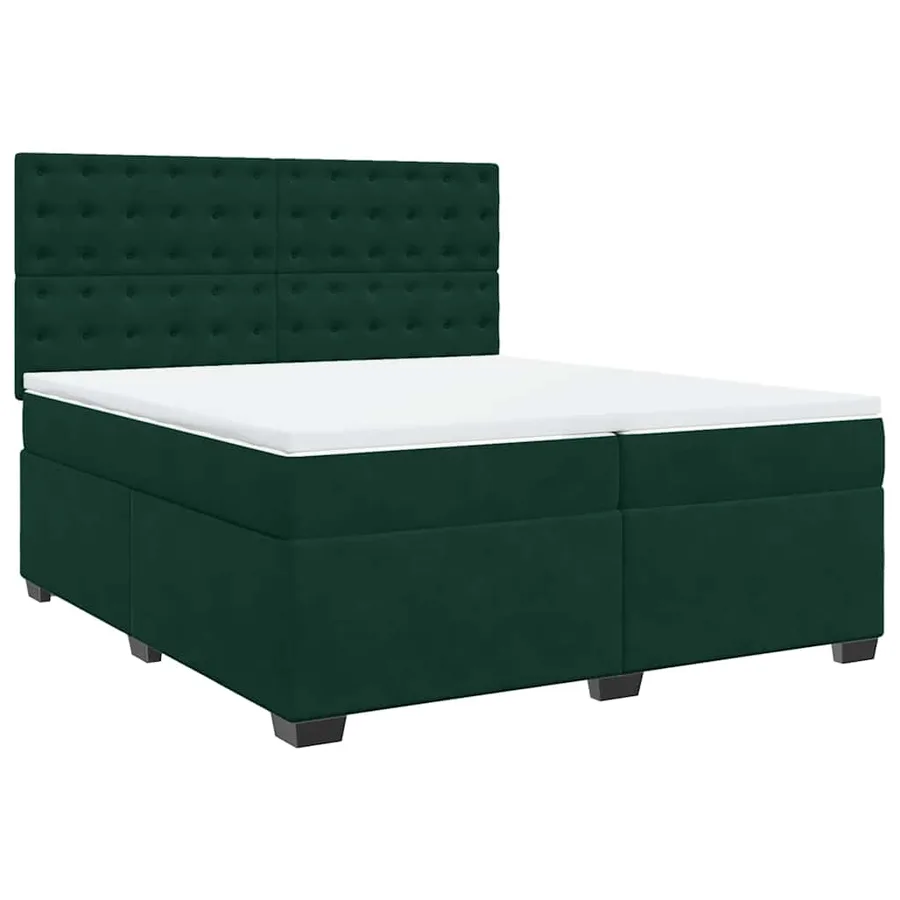 Sommier à lattes de lit et matelas Vert foncé 200x200cm Velours - 3
