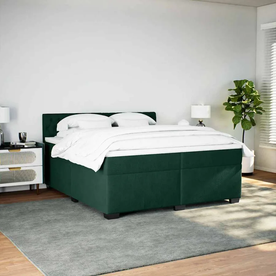 Sommier à lattes de lit et matelas Vert foncé 200x200cm Velours - 5