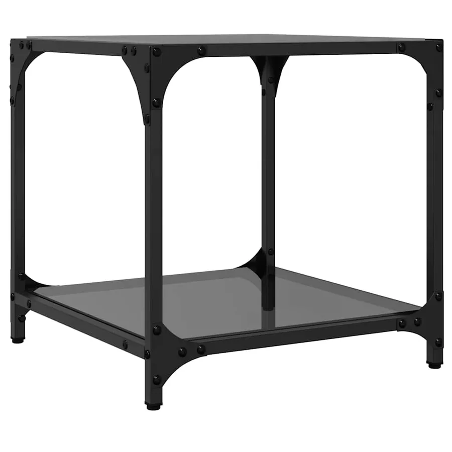 Tables basses avec dessus en verre noir 2 pcs 40x40x40 cm acier - 6