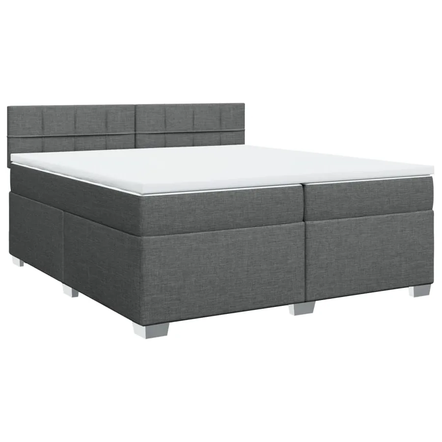 Sommier à lattes de lit avec matelas Gris foncé 200x200cm Tissu - 2