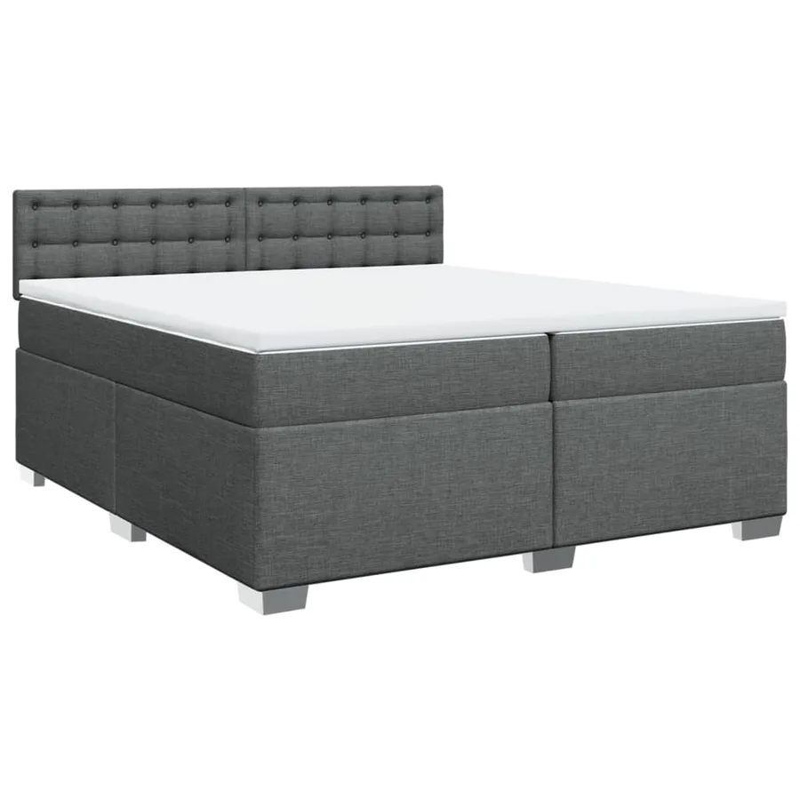 Sommier à lattes de lit avec matelas Gris foncé 200x200cm Tissu - 2