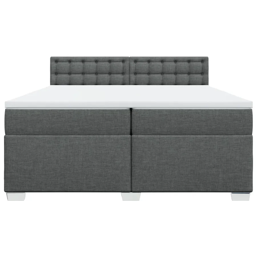 Sommier à lattes de lit avec matelas Gris foncé 200x200cm Tissu - 4