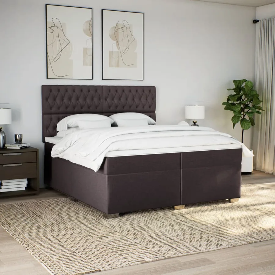Sommier à lattes de lit avec matelas Marron foncé 200x200 cm - 3