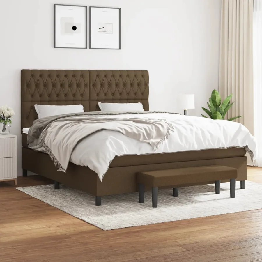 Sommier à lattes de lit avec matelas Marron foncé 180x200 cm