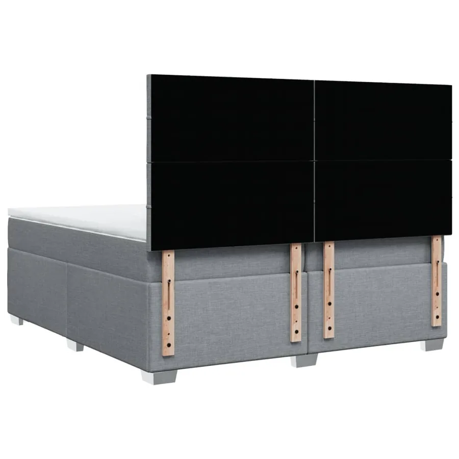 Sommier à lattes de lit avec matelas Gris clair 200x200cm Tissu - 10
