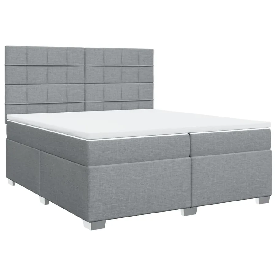 Sommier à lattes de lit avec matelas Gris clair 200x200cm Tissu - 2