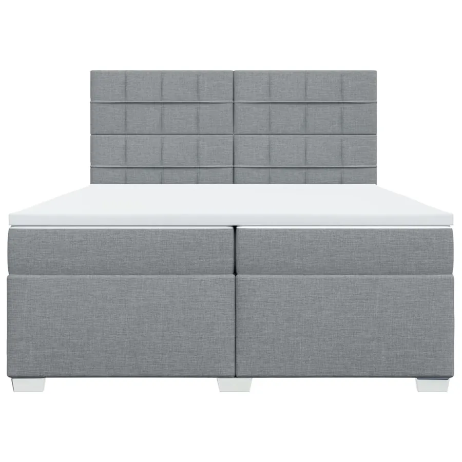 Sommier à lattes de lit avec matelas Gris clair 200x200cm Tissu - 4