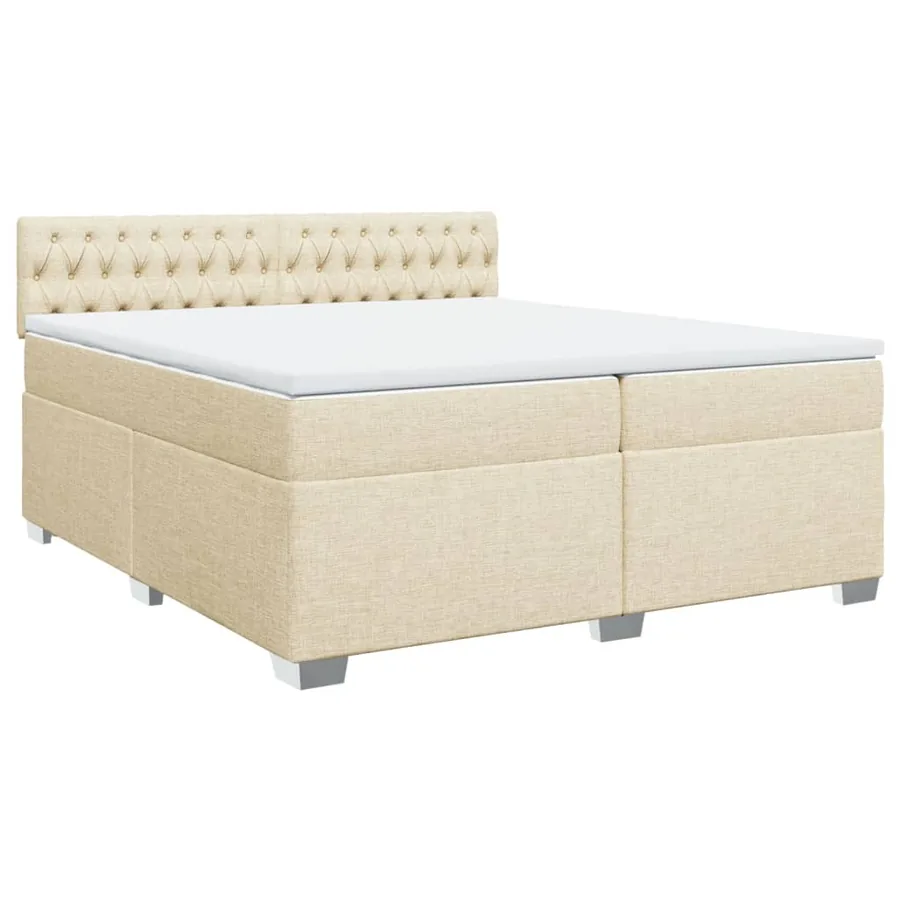 Sommier à lattes de lit avec matelas Crème 200x200 cm Tissu - 3