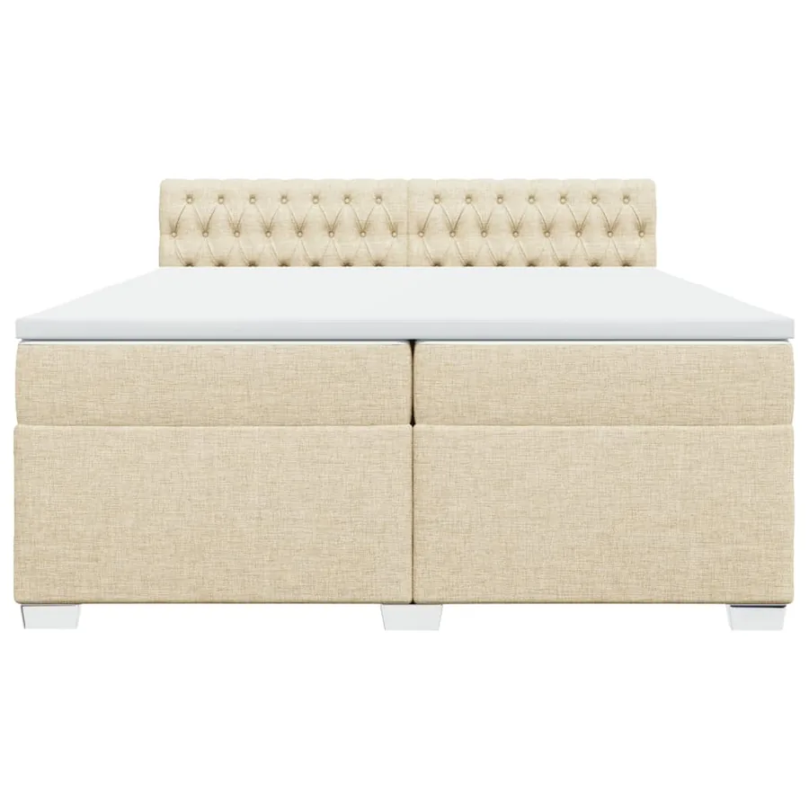 Sommier à lattes de lit avec matelas Crème 200x200 cm Tissu - 6