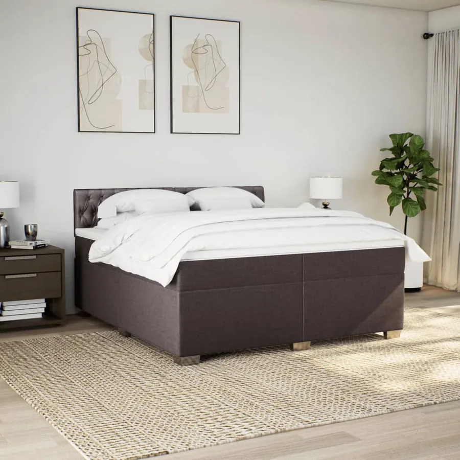 Sommier à lattes de lit avec matelas Marron foncé 200x200 cm - 4