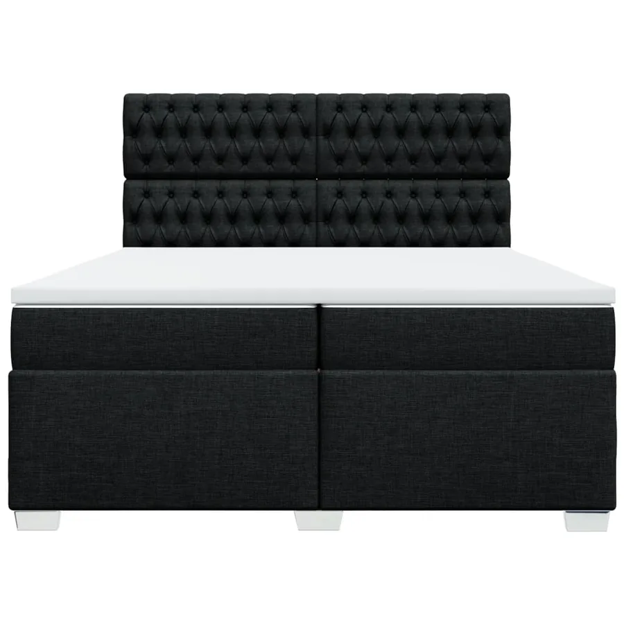 Sommier à lattes de lit avec matelas Noir 200x200 cm Tissu - 6