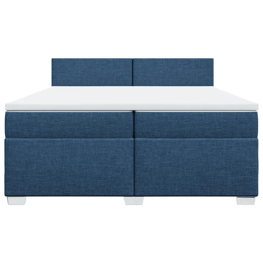 Sommier à lattes de lit avec matelas Bleu 200x200 cm Tissu - 4