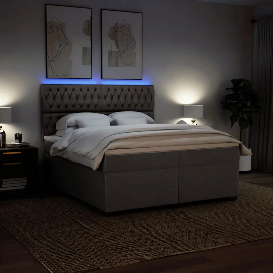 Sommier à lattes de lit avec matelas Taupe 200x200 cm Tissu - 5