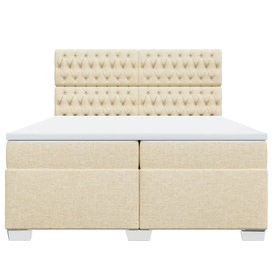 Sommier à lattes de lit avec matelas Crème 200x200 cm Tissu - 4