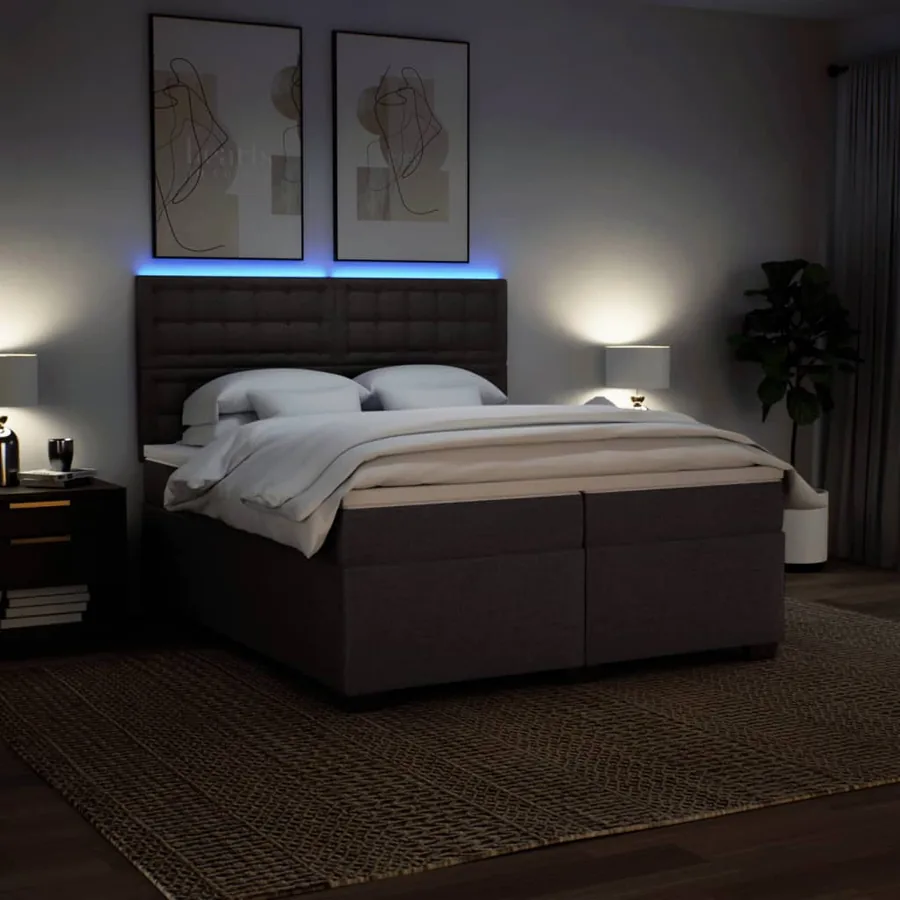 Sommier à lattes de lit avec matelas Marron foncé 200x200 cm - 5