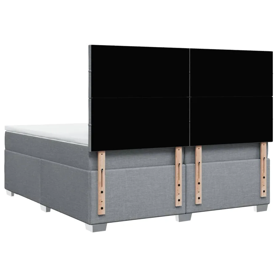 Sommier à lattes de lit avec matelas Gris clair 200x200cm Tissu - 12
