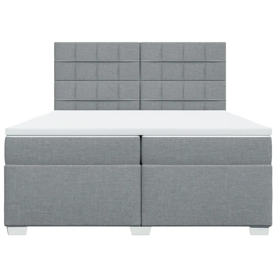 Sommier à lattes de lit avec matelas Gris clair 200x200cm Tissu - 6