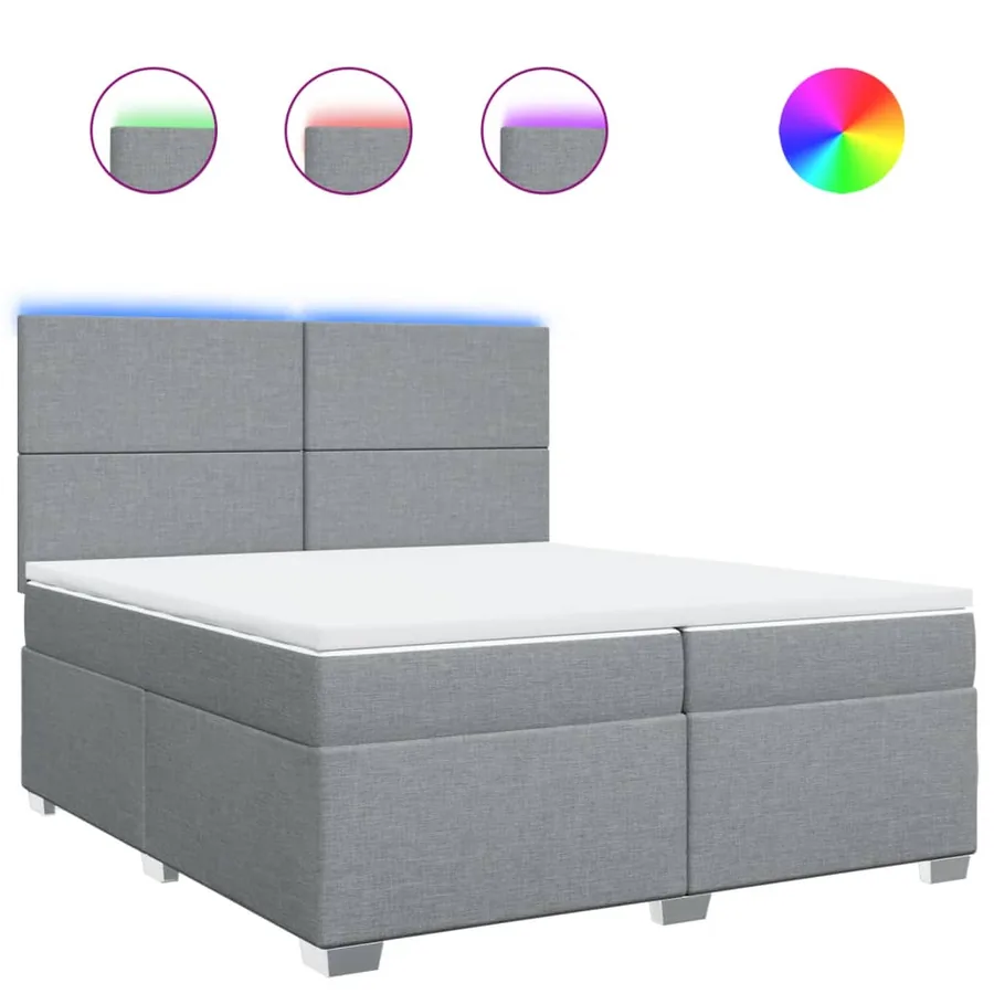 Sommier à lattes de lit avec matelas Gris clair 200x200cm Tissu - 2