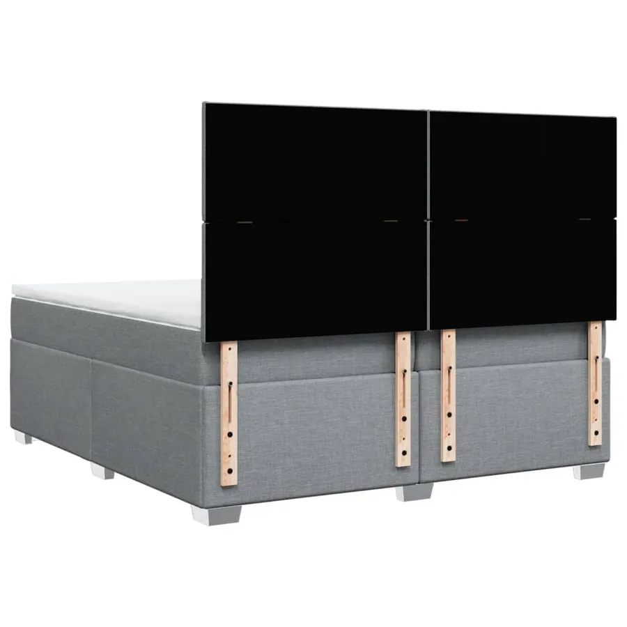 Sommier à lattes de lit avec matelas Gris clair 200x200cm Tissu - 10