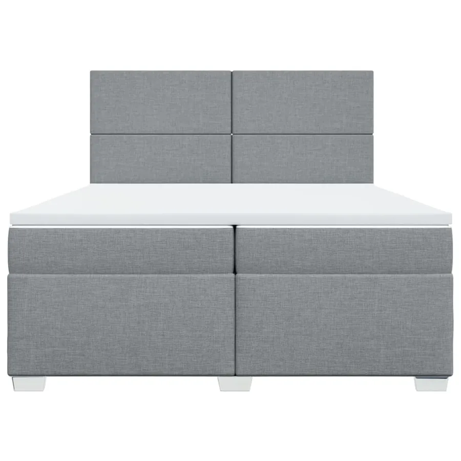 Sommier à lattes de lit avec matelas Gris clair 200x200cm Tissu - 4