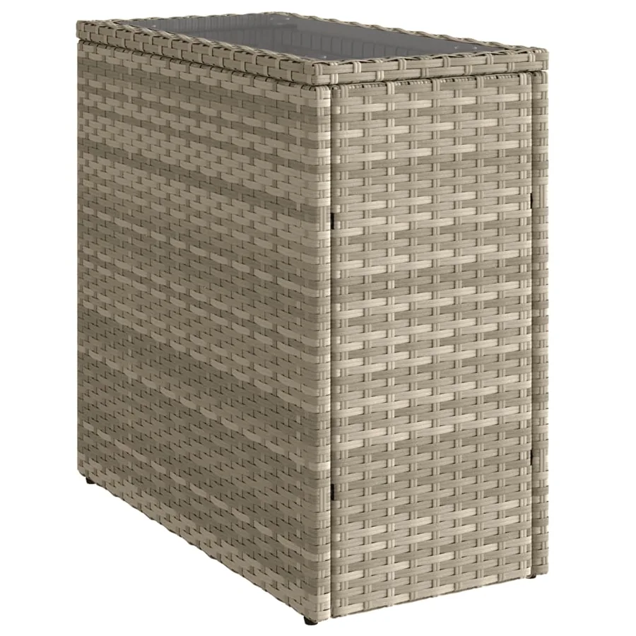 Table d'appoint de jardin avec dessus en verre gris clair rotin - 2