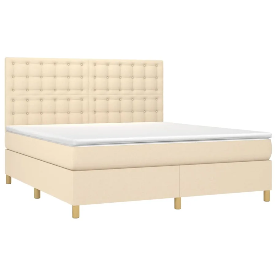 Sommier à lattes de lit avec matelas Crème 180x200 cm Tissu - 3