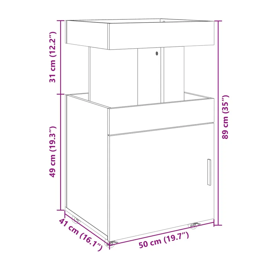 Chariot de bar sonoma gris 50x41x89 cm bois d'ingénierie - 10