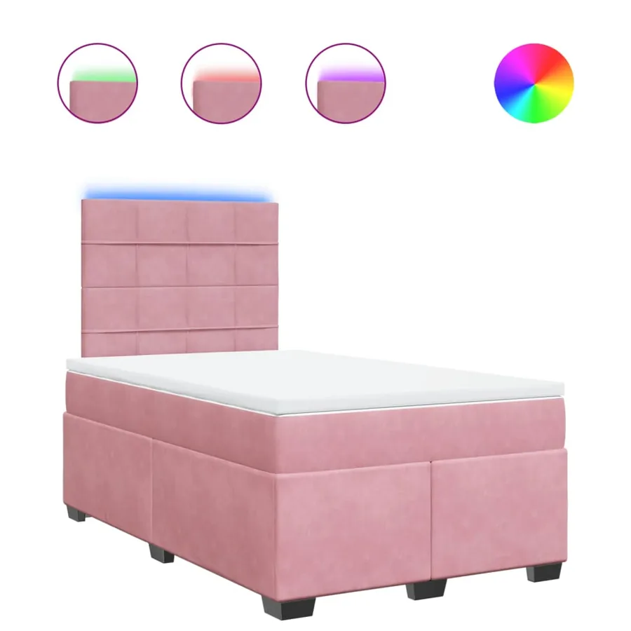 Sommier à lattes de lit avec matelas rose 120x190 cm velours - 2