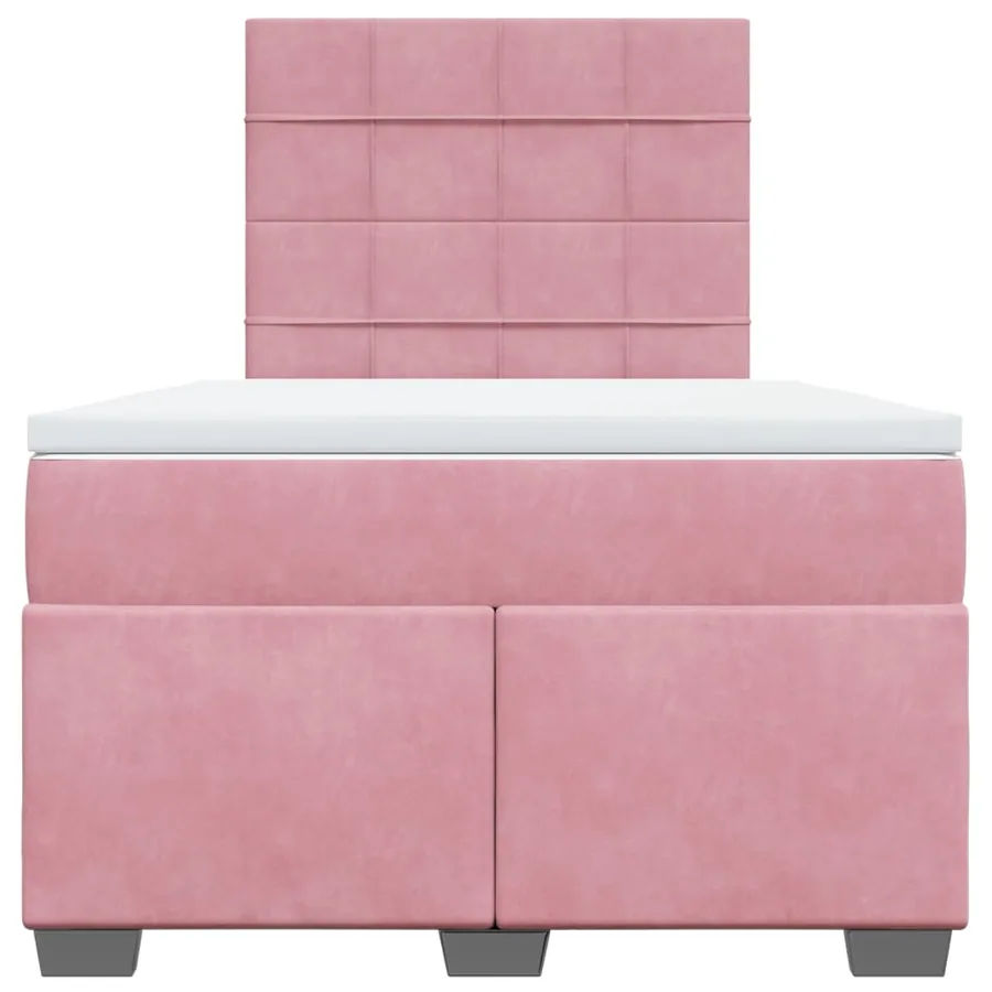 Sommier à lattes de lit avec matelas rose 120x190 cm velours - 6