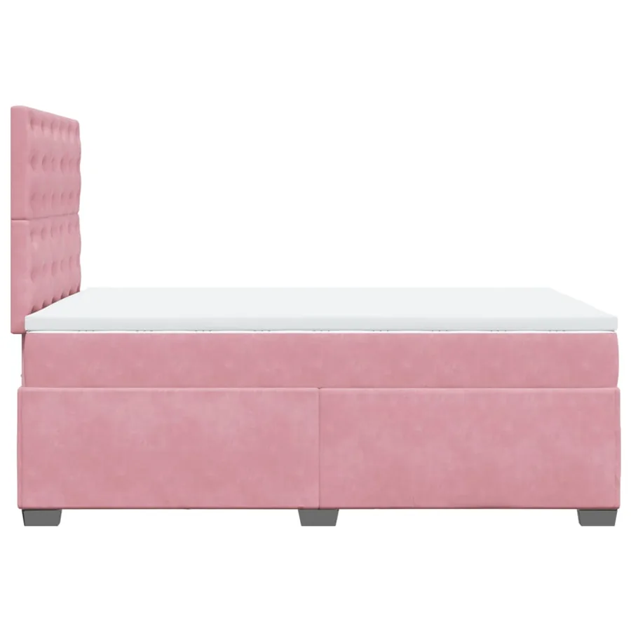 Sommier à lattes de lit avec matelas rose 120x190 cm velours - 11