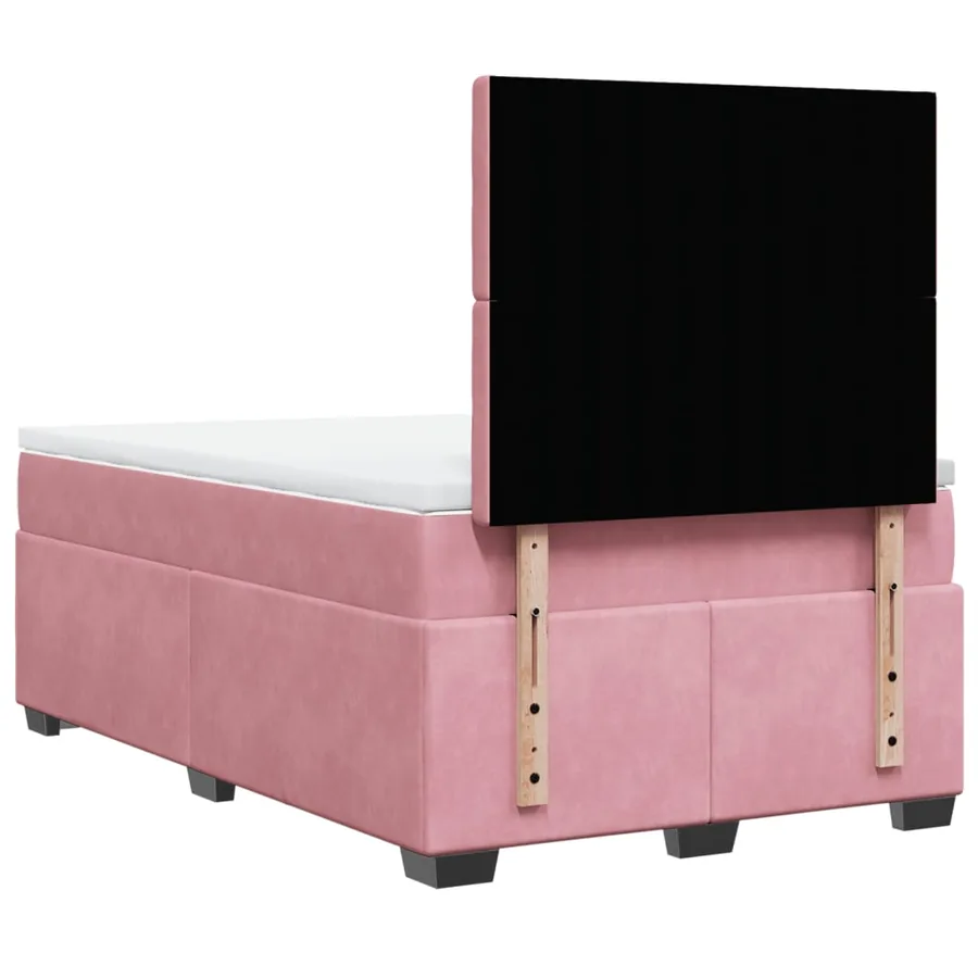 Sommier à lattes de lit avec matelas rose 120x190 cm velours - 12