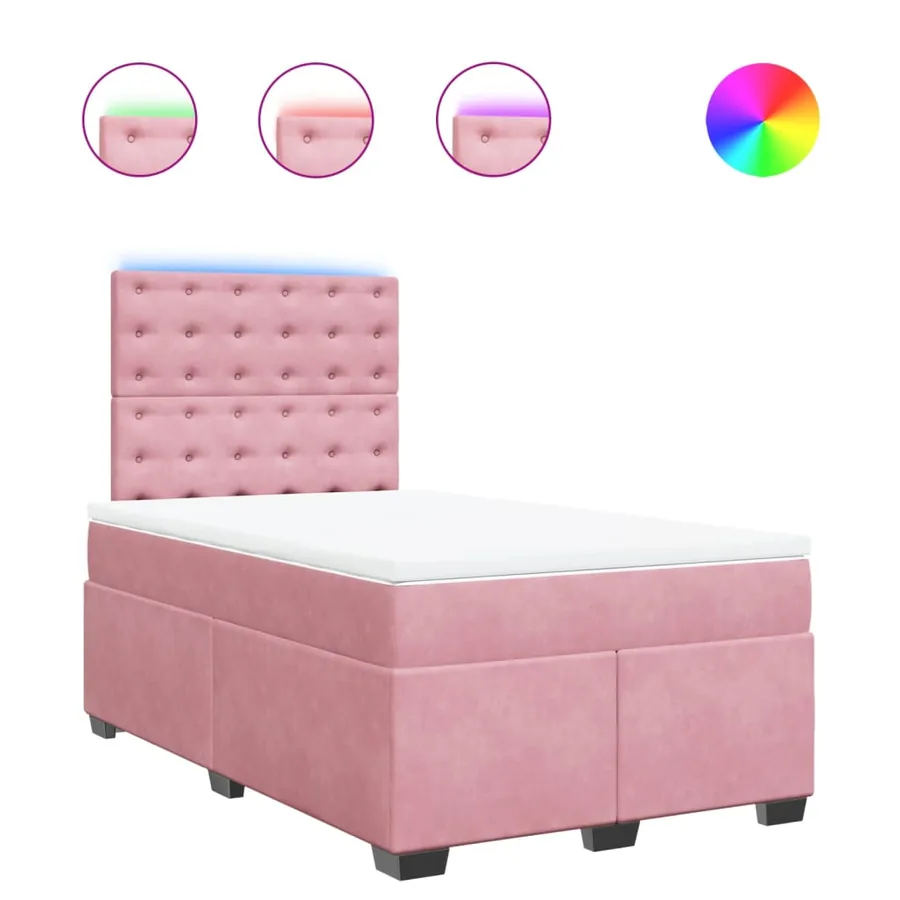 Sommier à lattes de lit avec matelas rose 120x190 cm velours - 2