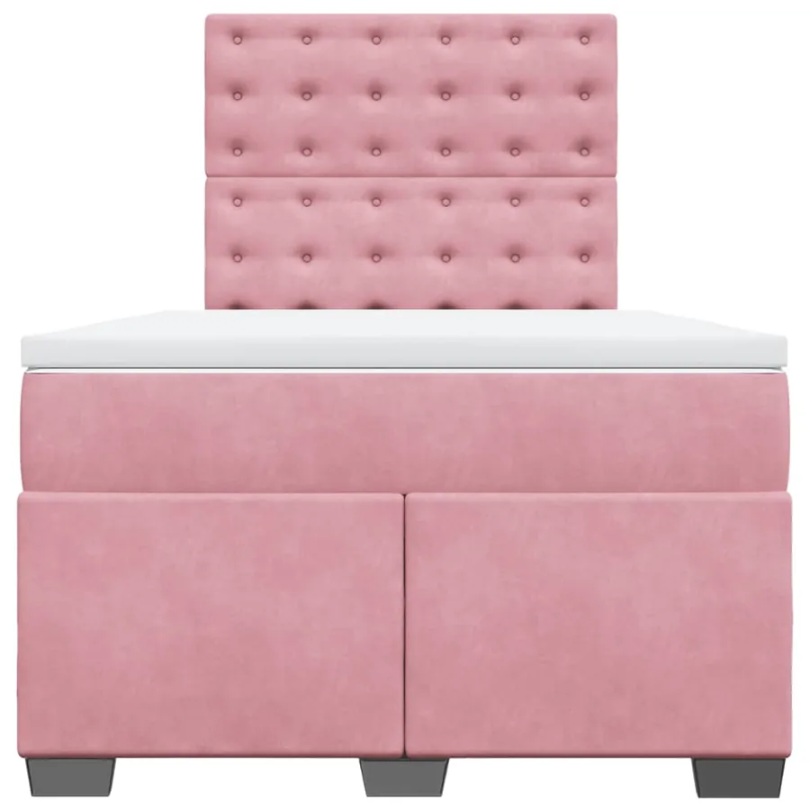 Sommier à lattes de lit avec matelas rose 120x190 cm velours - 6