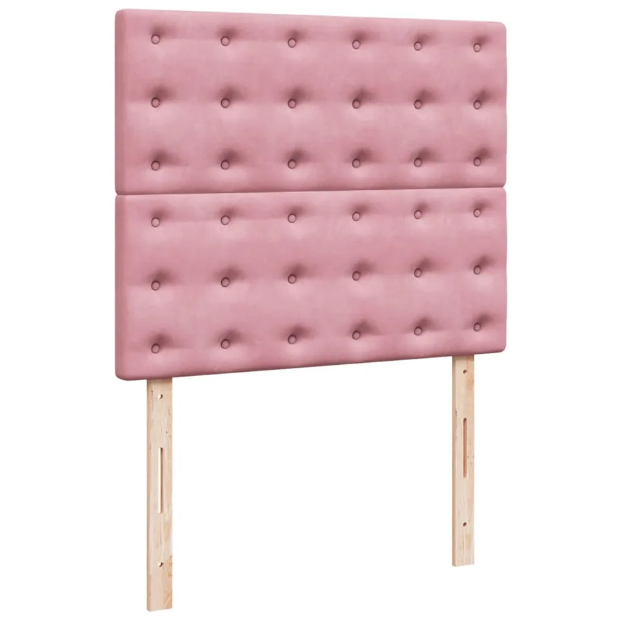 Sommier à lattes de lit avec matelas rose 120x190 cm velours - 7
