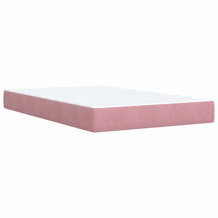 Sommier à lattes de lit avec matelas rose 120x190 cm velours - 9