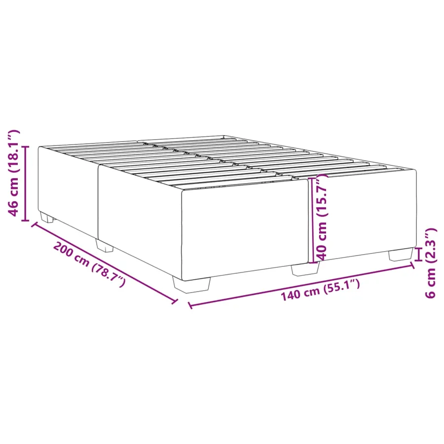 Cadre de lit sans matelas gris clair 140x200 cm velours - 9