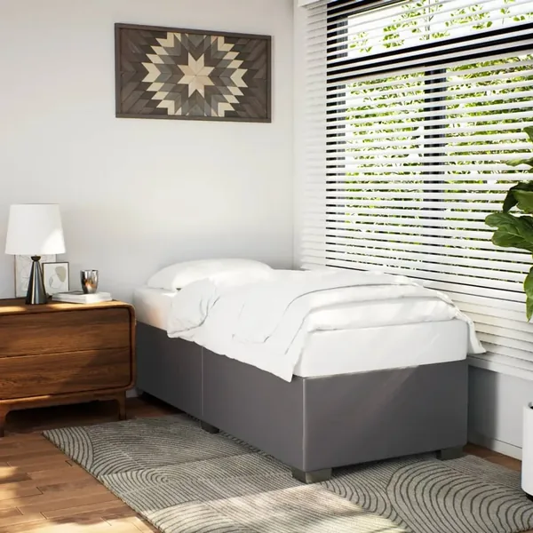 Cadre de lit sans matelas gris 100x200 cm similicuir