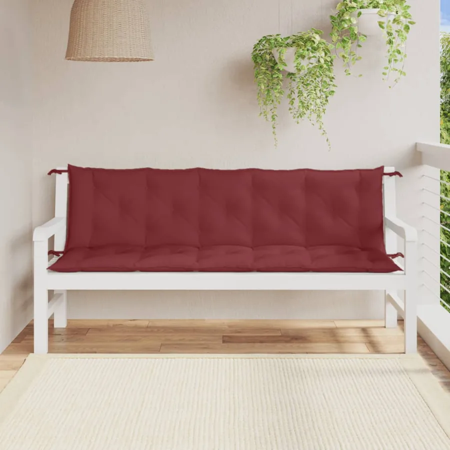 Coussins de banc de jardin lot de 2 rouge bordeaux mélangé - 3