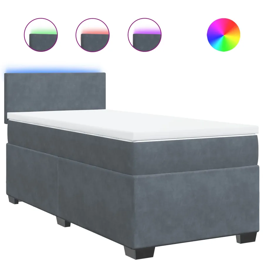Sommier à lattes de lit et matelas Gris foncé 90x190 cm Velours - 2