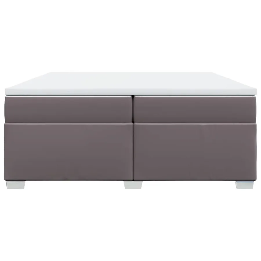 Sommier à lattes de lit avec matelas Gris 200x200 cm Similicuir - 4