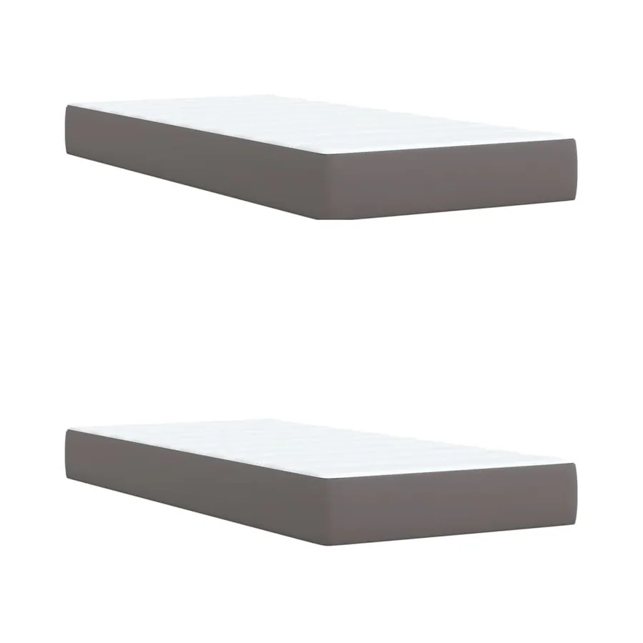 Sommier à lattes de lit avec matelas Gris 200x200 cm Similicuir - 6