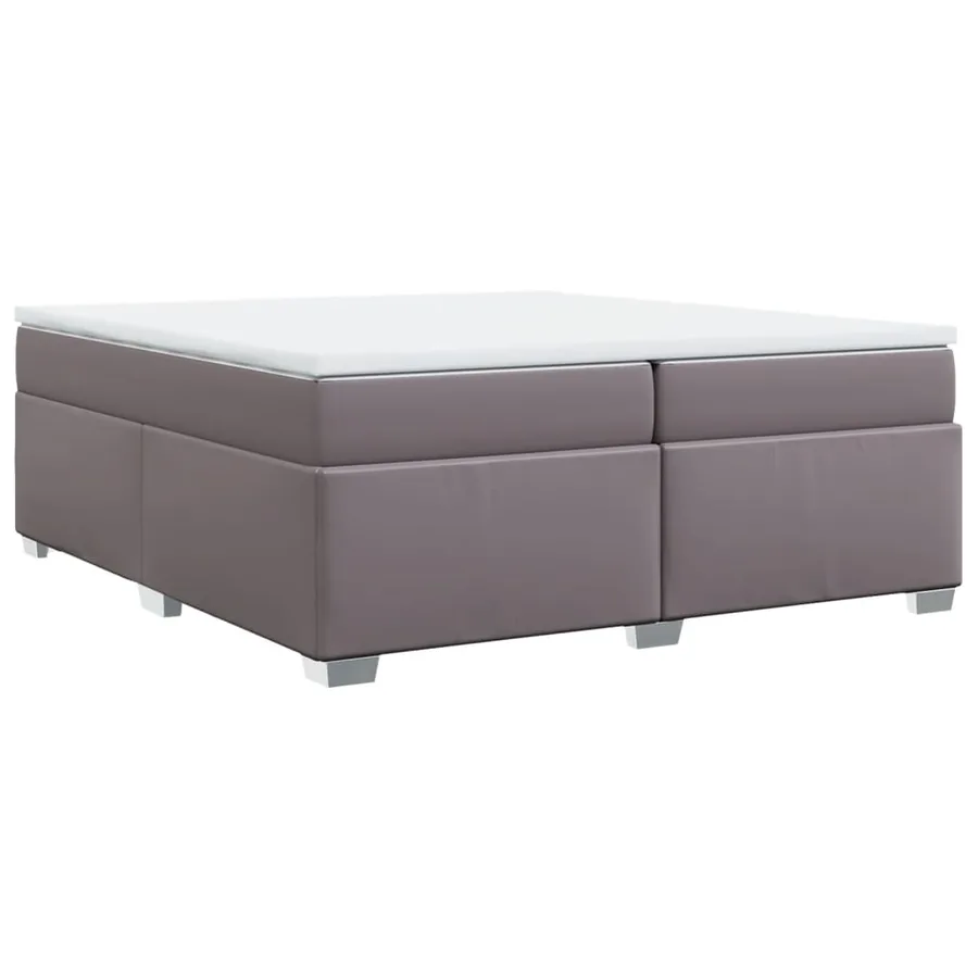 Sommier à lattes de lit avec matelas Gris 200x200 cm Similicuir - 9