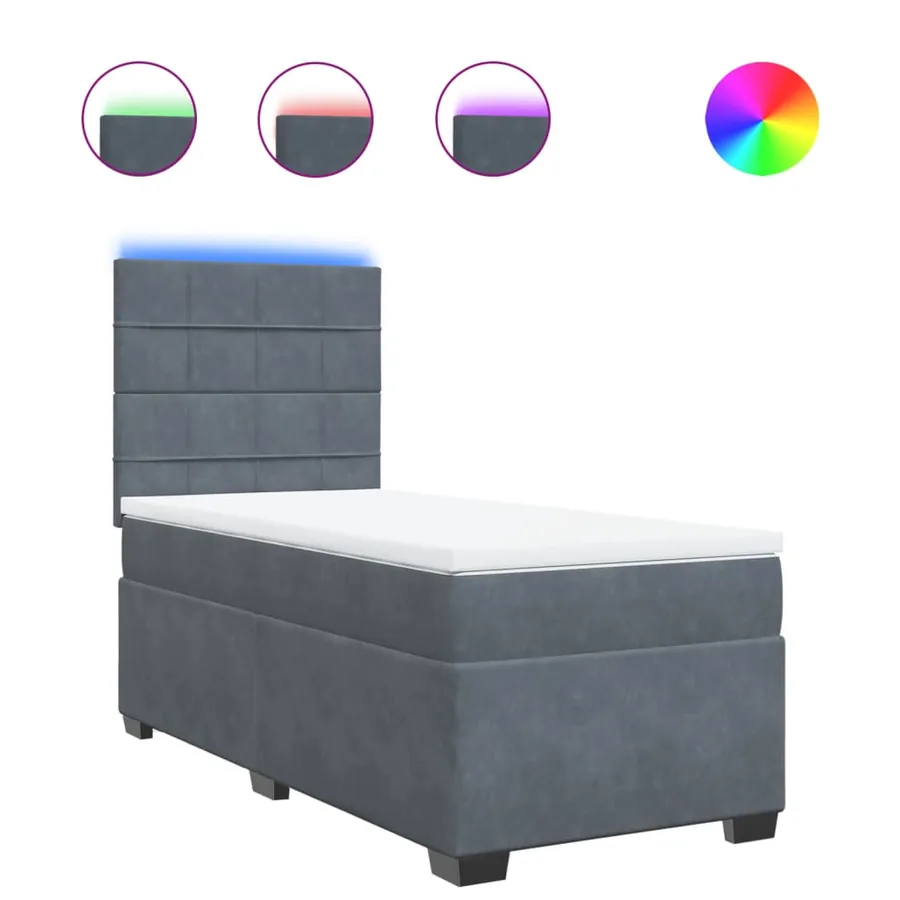 Sommier à lattes de lit et matelas Gris foncé 90x190 cm Velours - 2